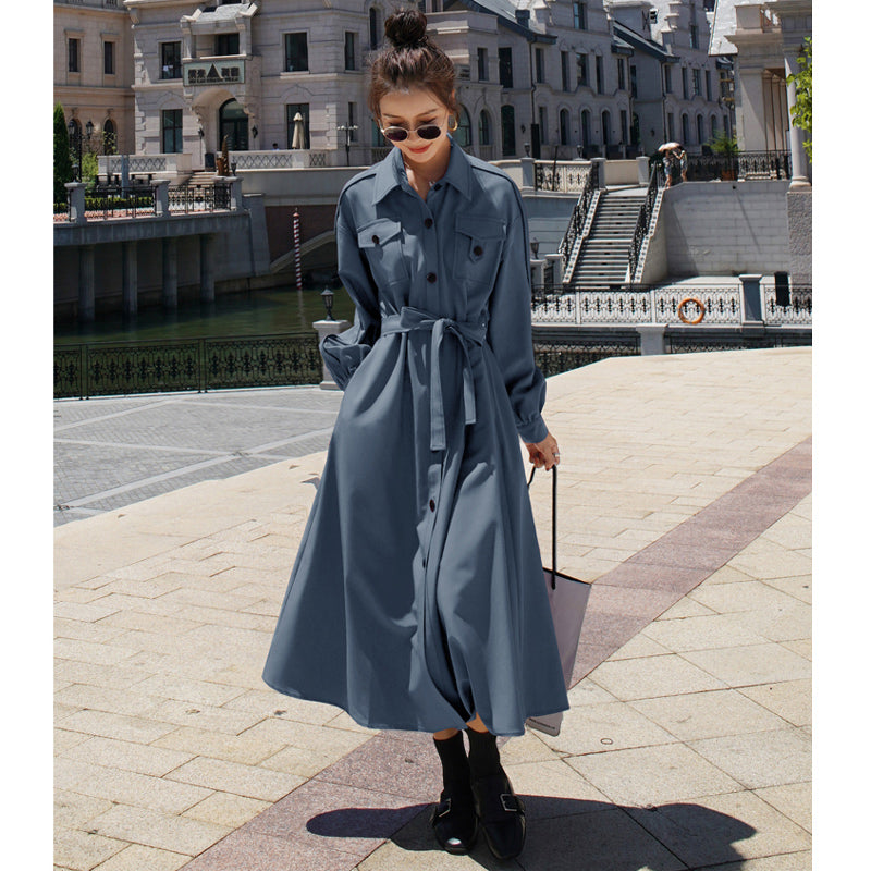 胸フラップポケットシャツワンピース(2colors)