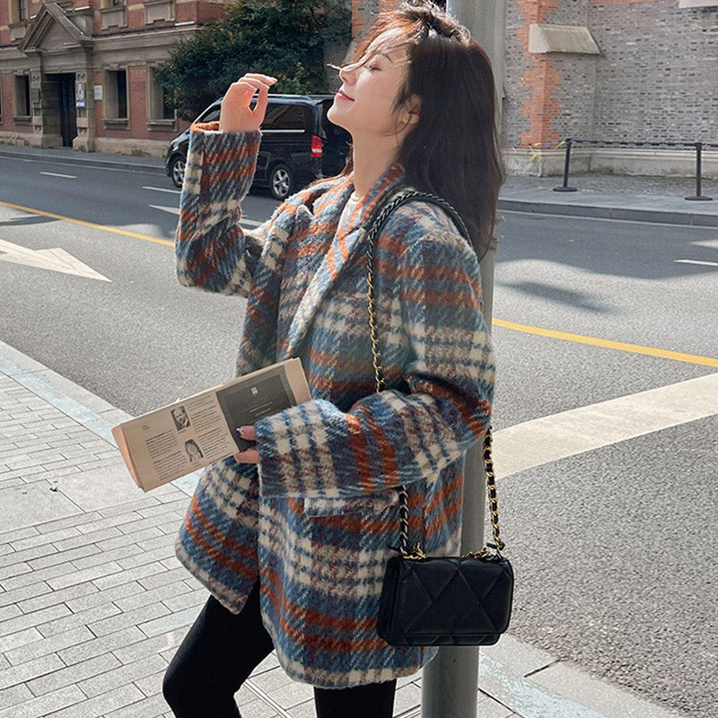 チェック柄オーバーテーラードジャケット(2colors)