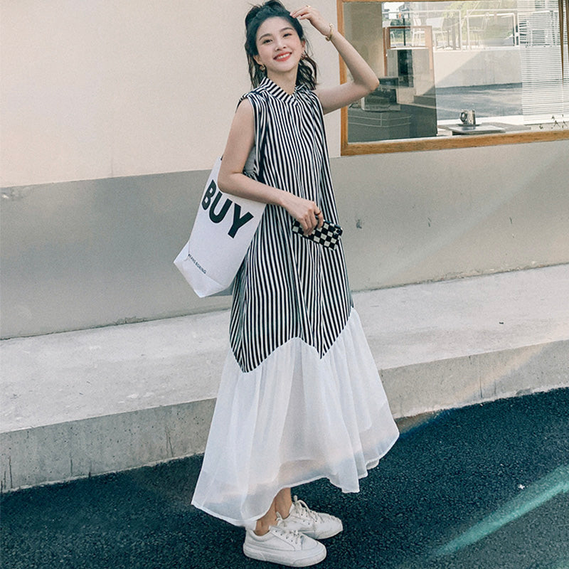国内正規品 BALENCIAGA ストライプ ノースリーブ シャツ ワンピース 