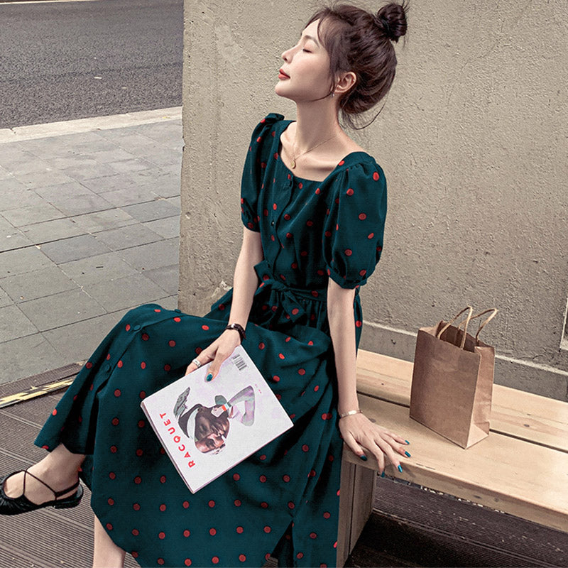 レトロドットワンピース