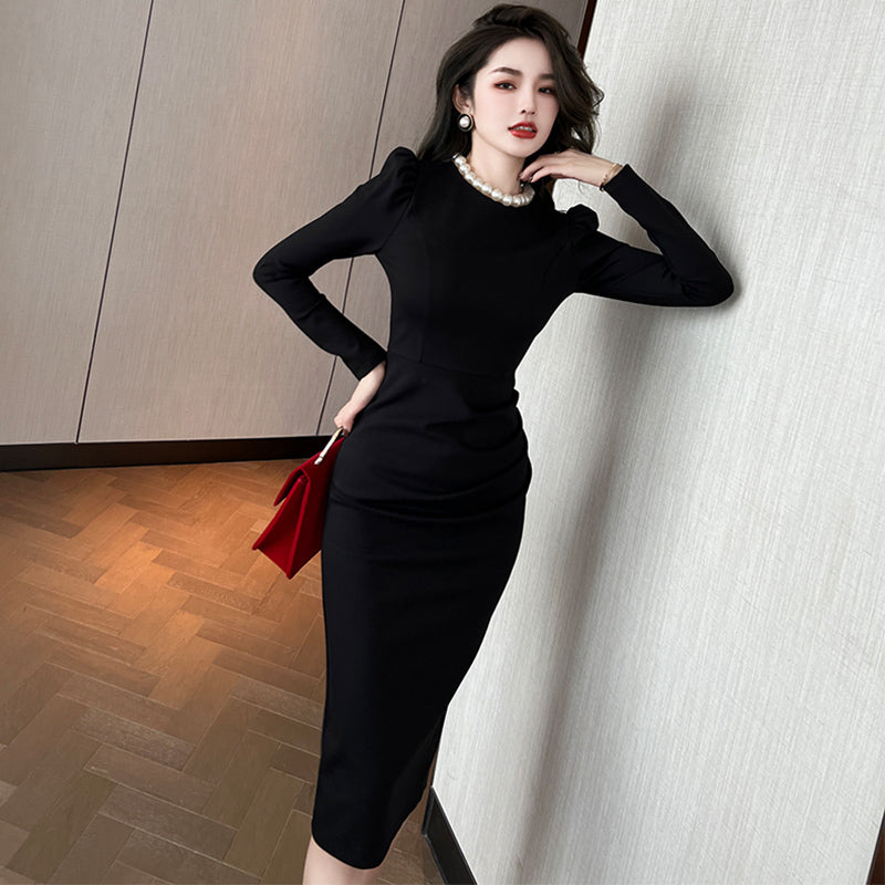 パワーショルダーペプラムワンピース