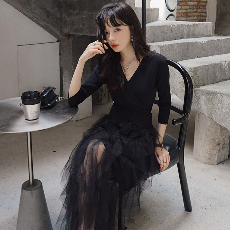 カシュクールチュールスカートワンピース