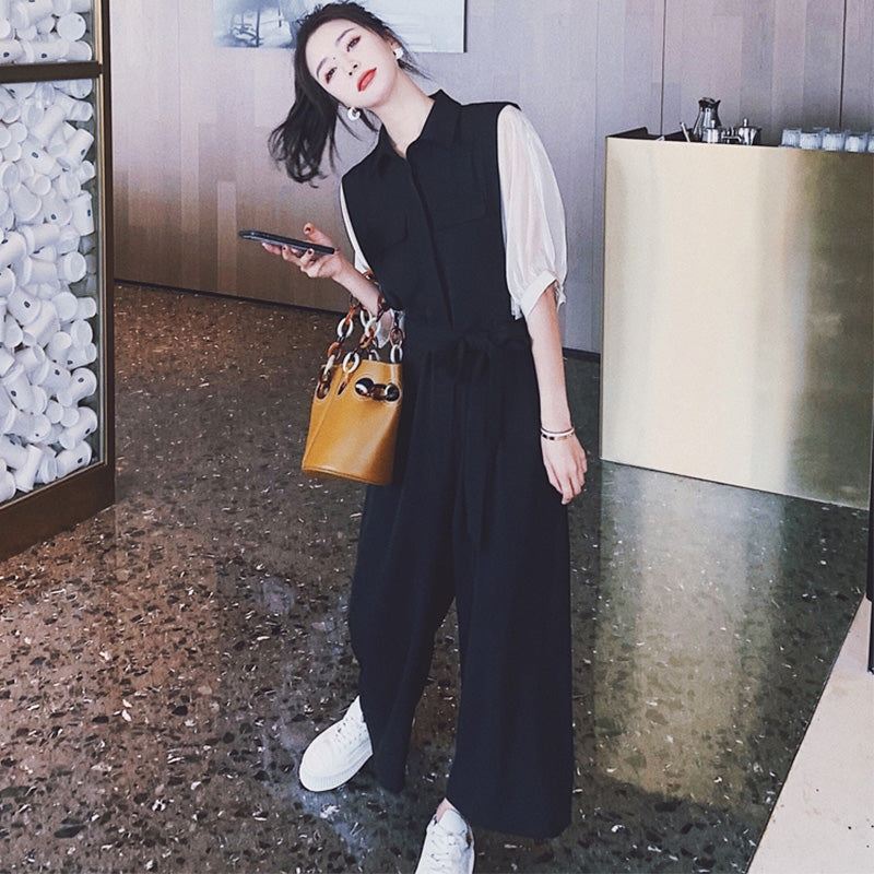 ドルマンパフスリーブシャツオールインワンパンツ