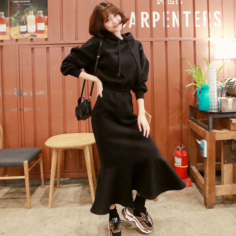 オーバーパーカー×マーメイドロングスカート(2colors)