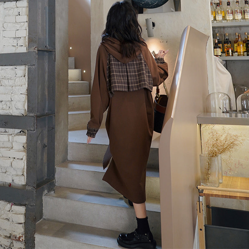 チェックバックヨークパーカーワンピース