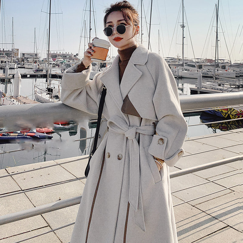 ライン入りロングトレンチコート