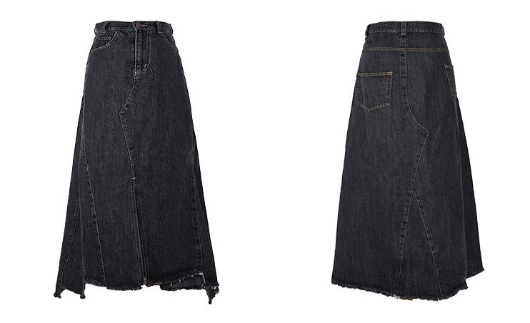 イレヘムカットオフフロントスリットデニムスカート