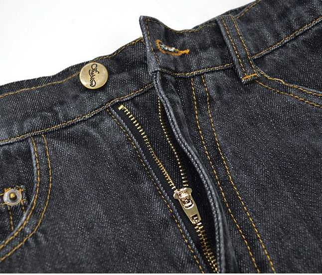 イレヘムカットオフフロントスリットデニムスカート