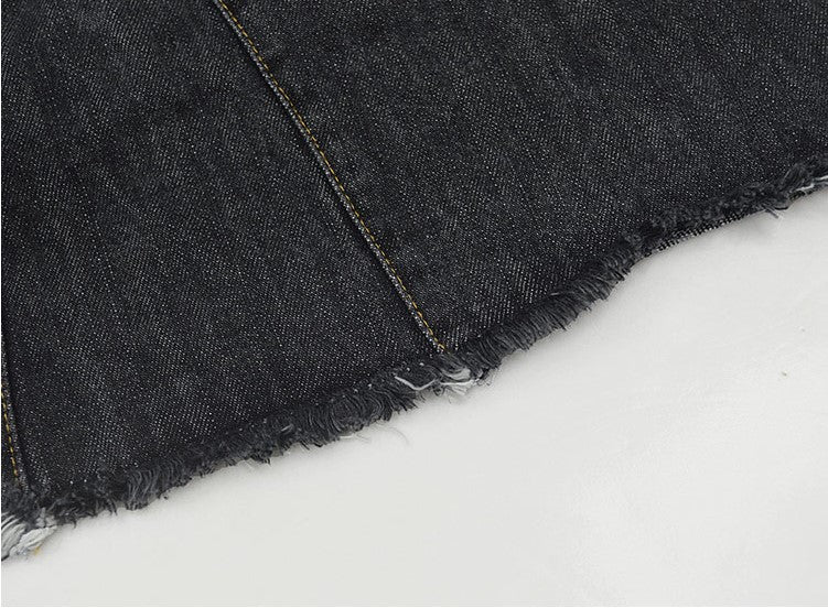 イレヘムカットオフフロントスリットデニムスカート