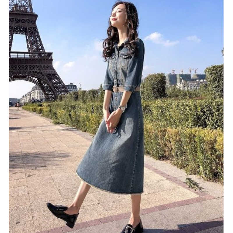 ウエスタンシャツデニムワンピース