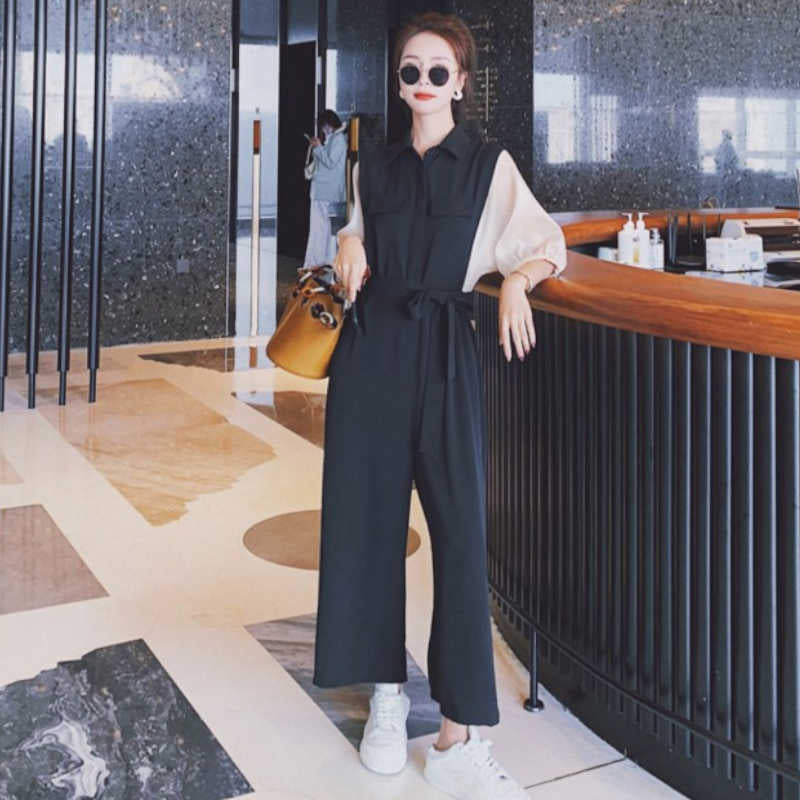 ドルマンパフスリーブシャツオールインワンパンツ