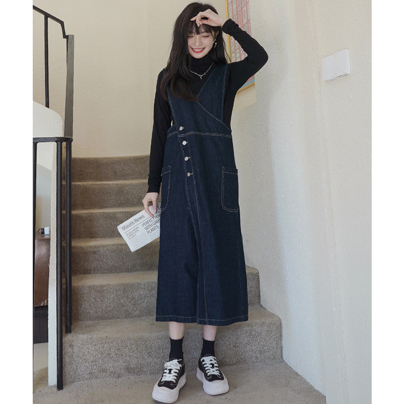カシュクールデニムジャンパースカート