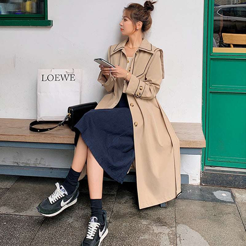 セーラーカラーコンビステンカラーロングコート