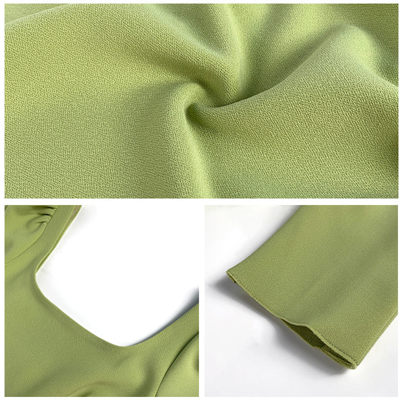 スクエアネックパフスリーブワンピース(6colors)