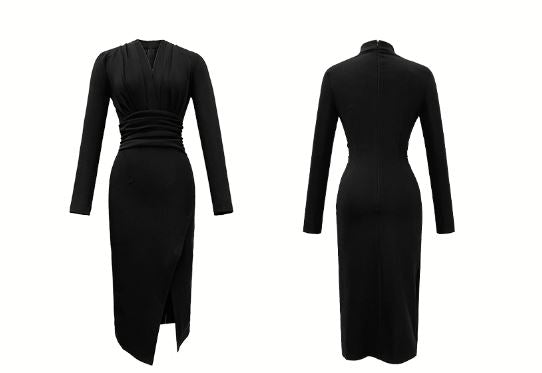 カシュクールフロントスリットペンシルワンピース