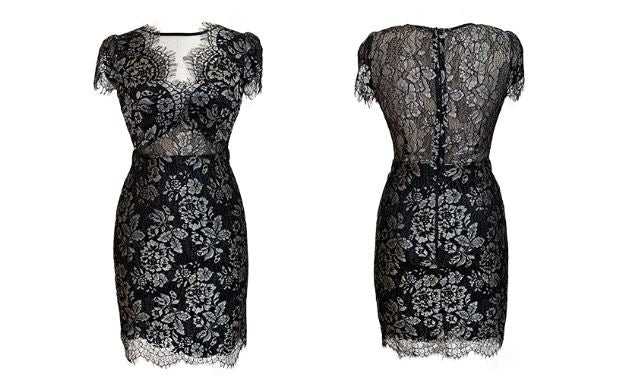 ラメ総レースシアースカラップミニワンピース