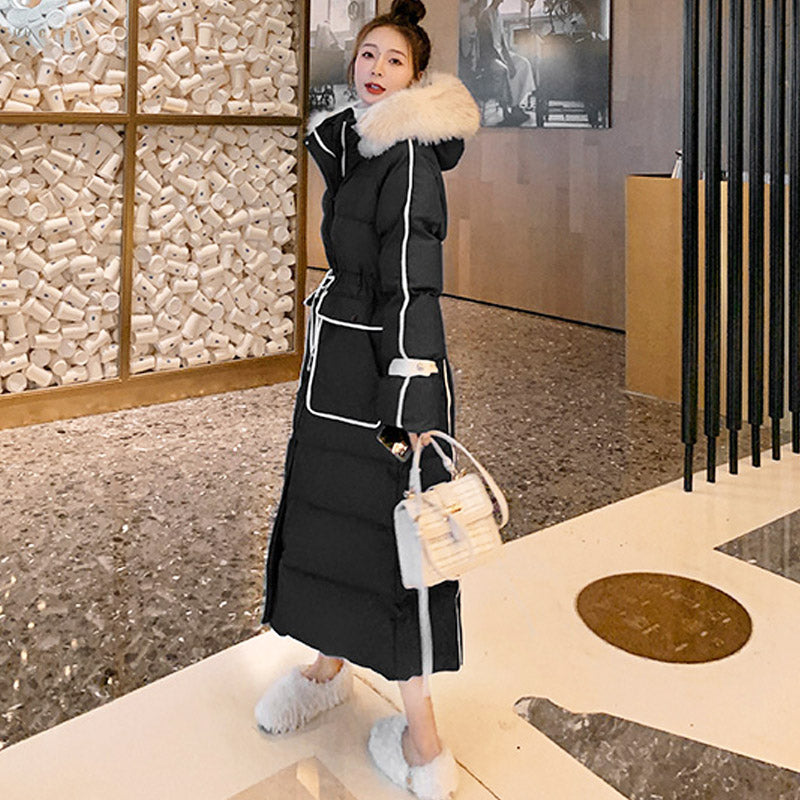 ファー付きフーディーロング中綿ベンチコート(4colors)