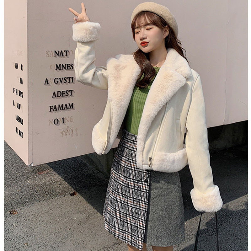 ファー付ムートンライクジャケット(2colors)