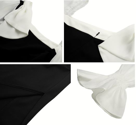 異素材スリーブコンシャスアシメスリットワンピース