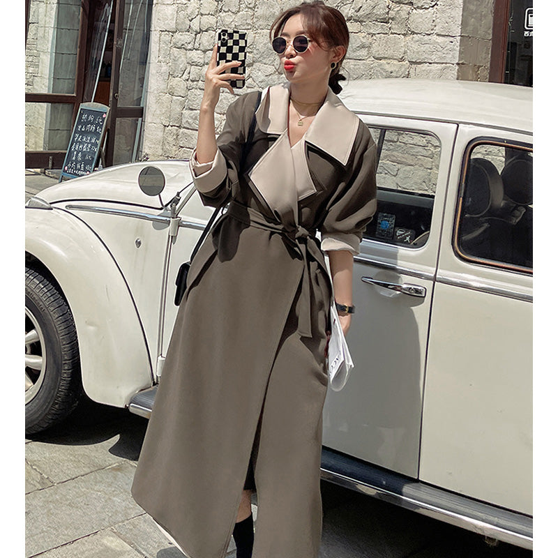 バイカラーレイヤード風ガウンチェスターコート