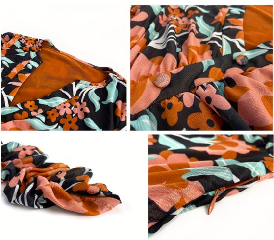 スリット入り花柄マーメイドワンピース