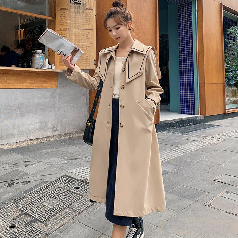 セーラーカラーコンビステンカラーロングコート