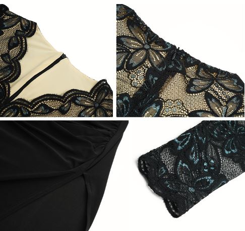 グラマラスレースコンビスリットペンシルワンピース