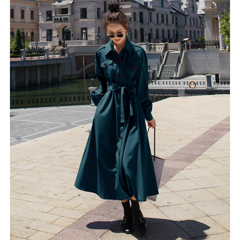 胸フラップポケットシャツワンピース(2colors)