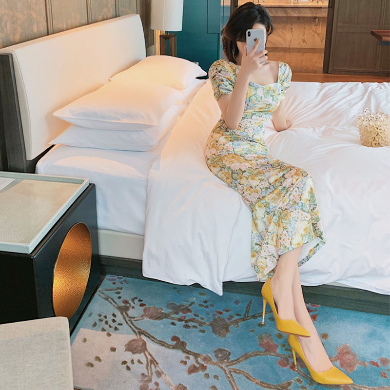 ボタニカルジャガード2WAYオフショルダーナローワンピース