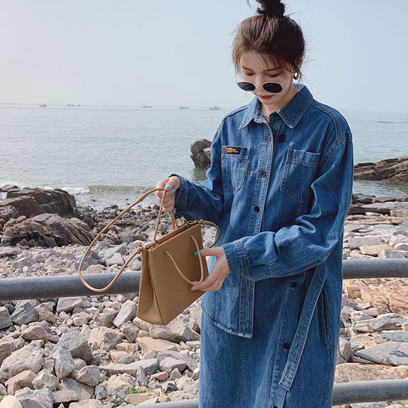 シャツドッキングアシメデニムワンピース