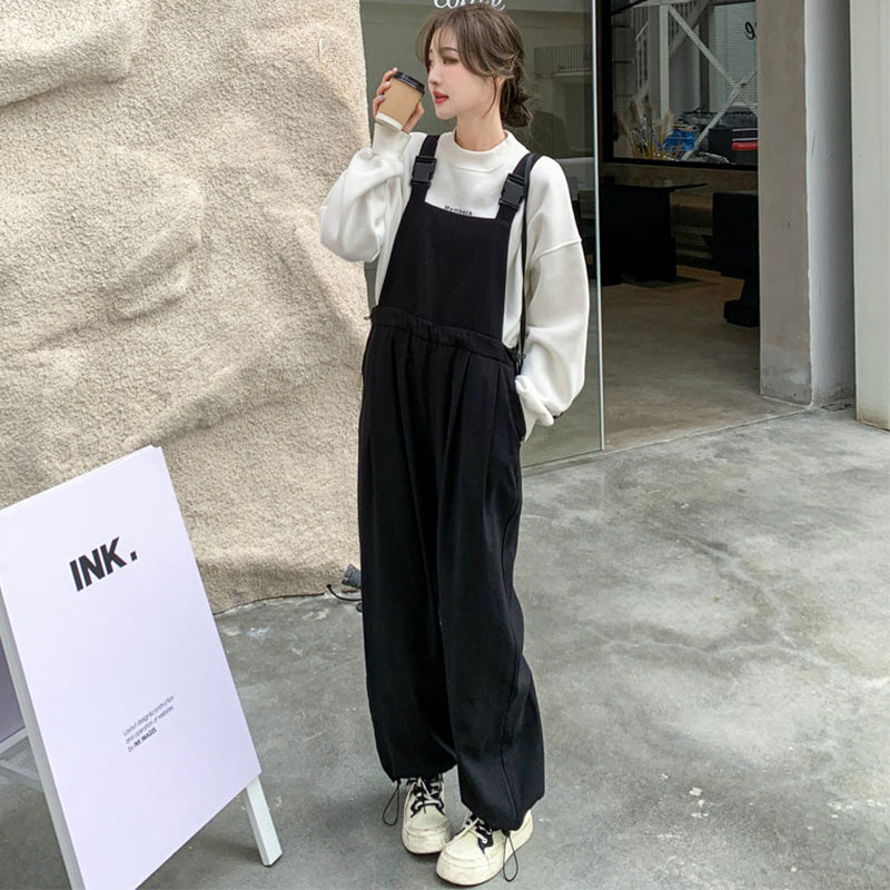 バックル付きドローストリングオーバーオール