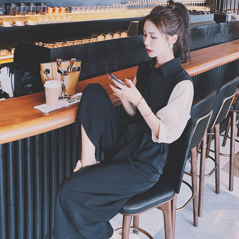 ドルマンパフスリーブシャツオールインワンパンツ