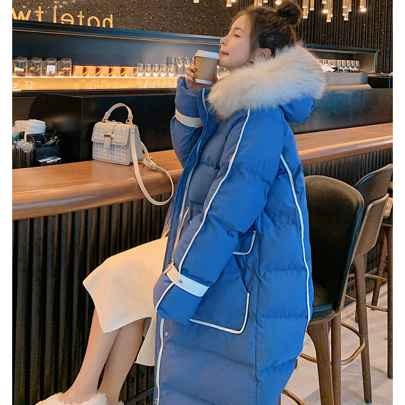 ファー付きフーディーロング中綿ベンチコート(4colors)