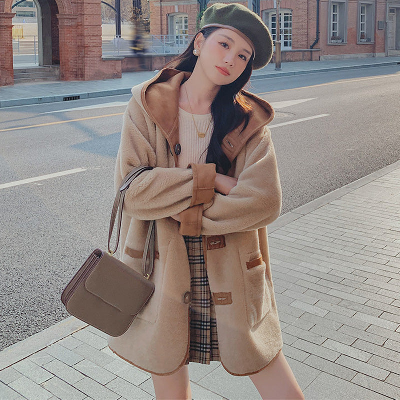 異素材コンビボアリバーシブルコート