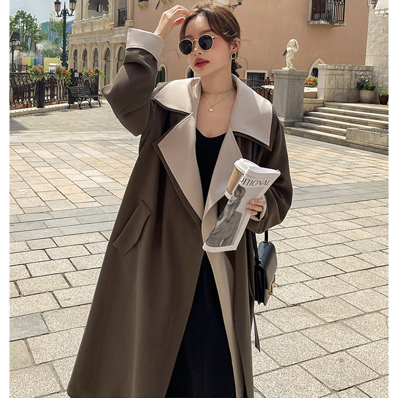 バイカラーレイヤード風ガウンチェスターコート