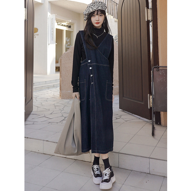カシュクールデニムジャンパースカート