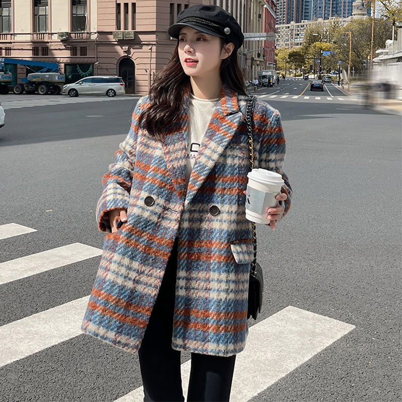 チェック柄オーバーテーラードジャケット(2colors)