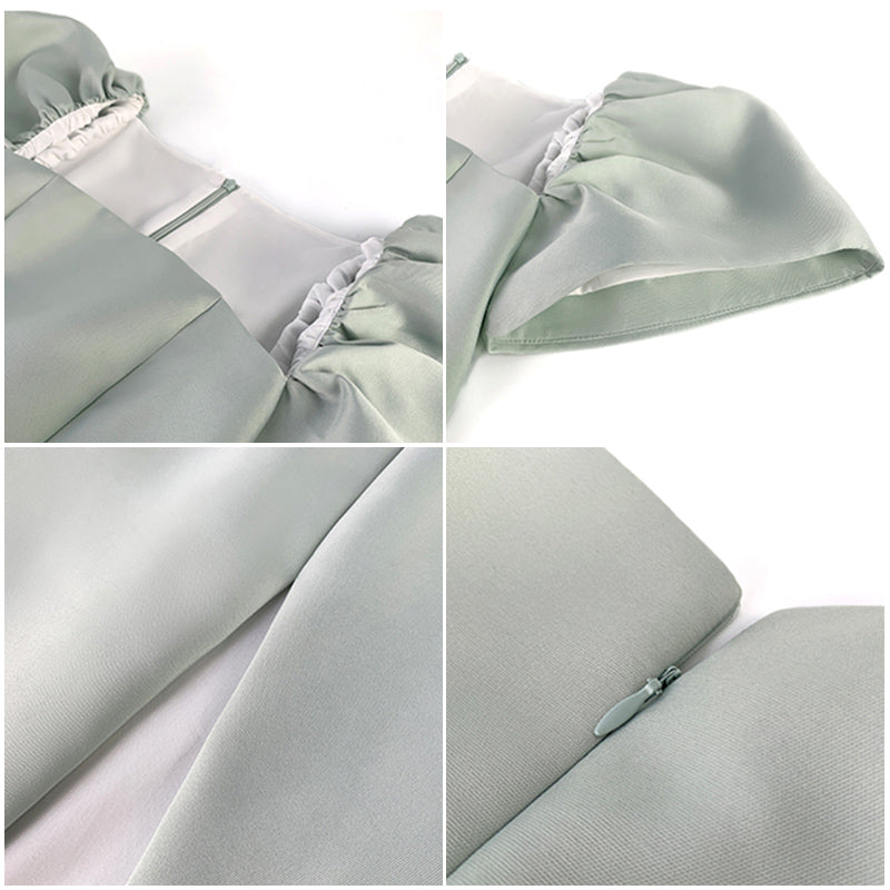 サイドスリットパフスリーブワンピース(3colors)