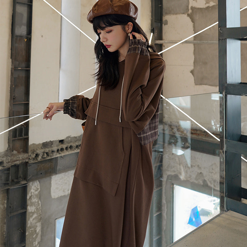 チェックバックヨークパーカーワンピース
