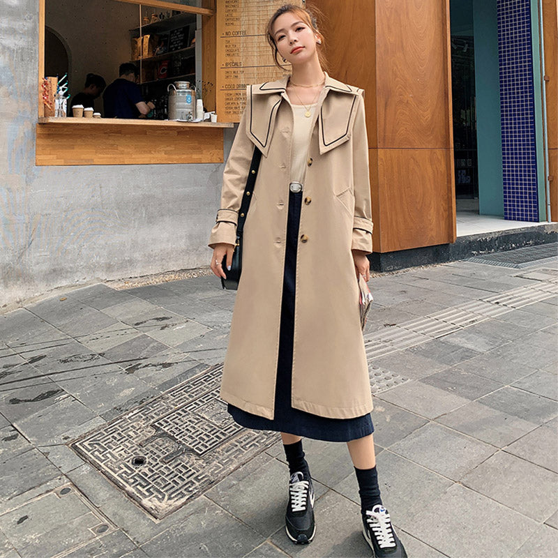 セーラーカラーコンビステンカラーロングコート