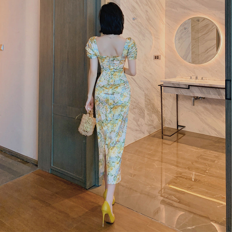 ボタニカルジャガード2WAYオフショルダーナローワンピース