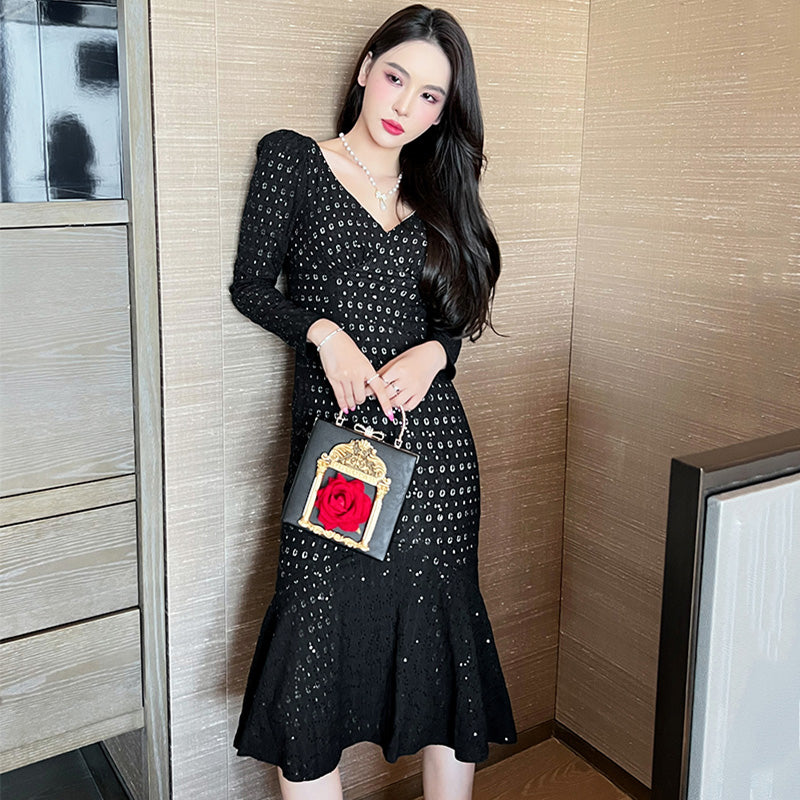 スパンコールマーメイドワンピース