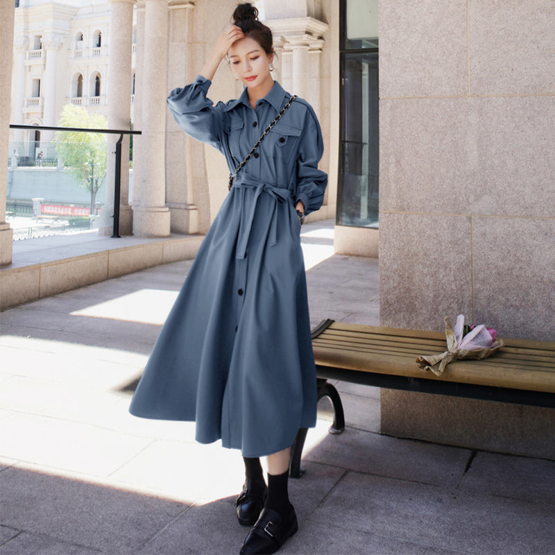 胸フラップポケットシャツワンピース(2colors)