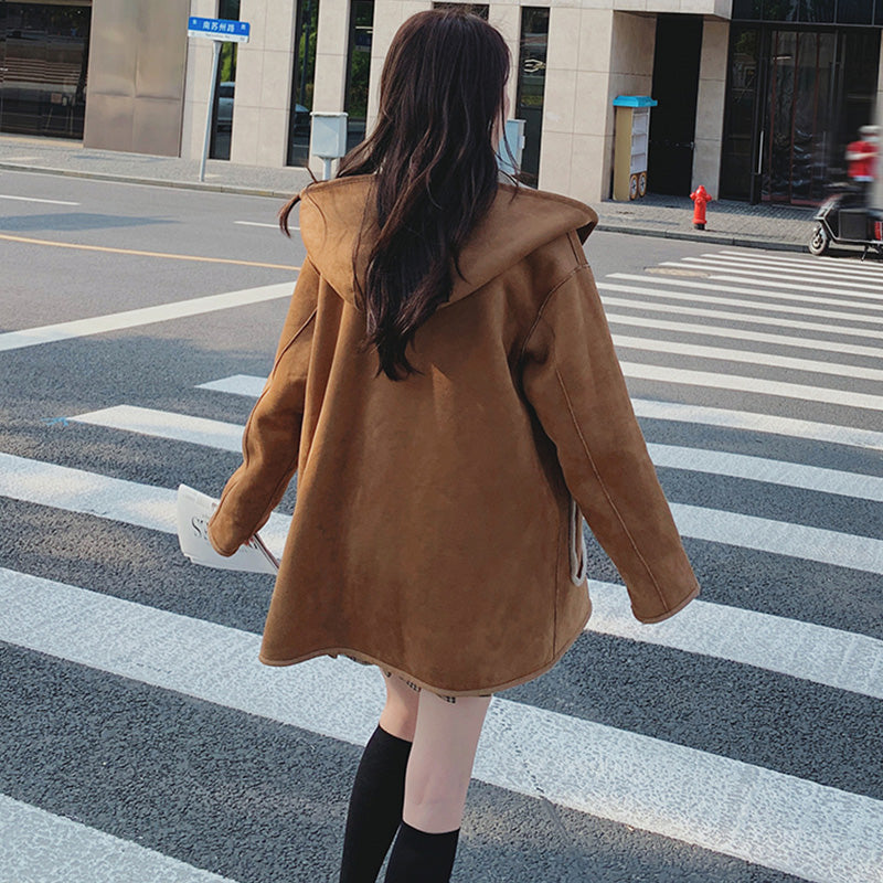 異素材コンビボアリバーシブルコート