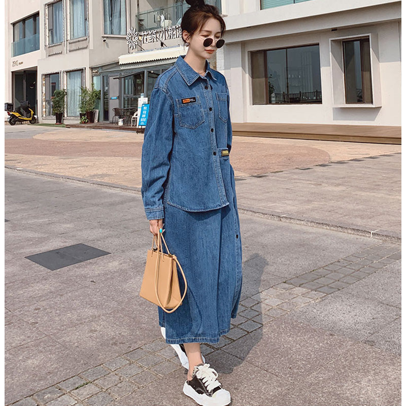 シャツドッキングアシメデニムワンピース