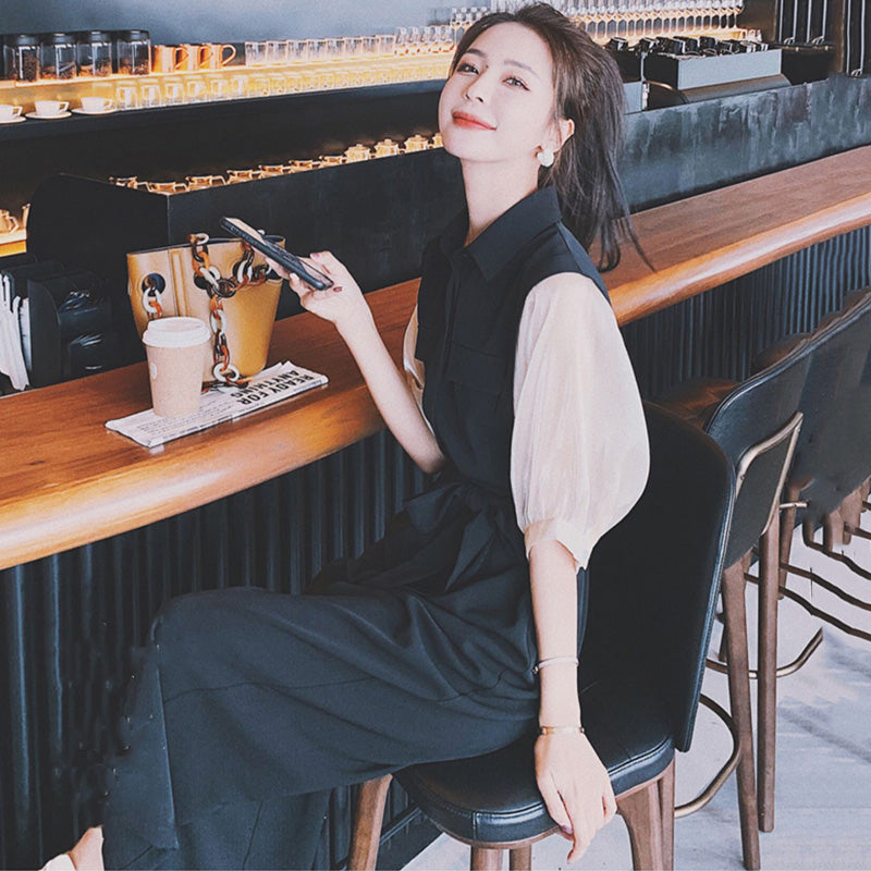 ドルマンパフスリーブシャツオールインワンパンツ