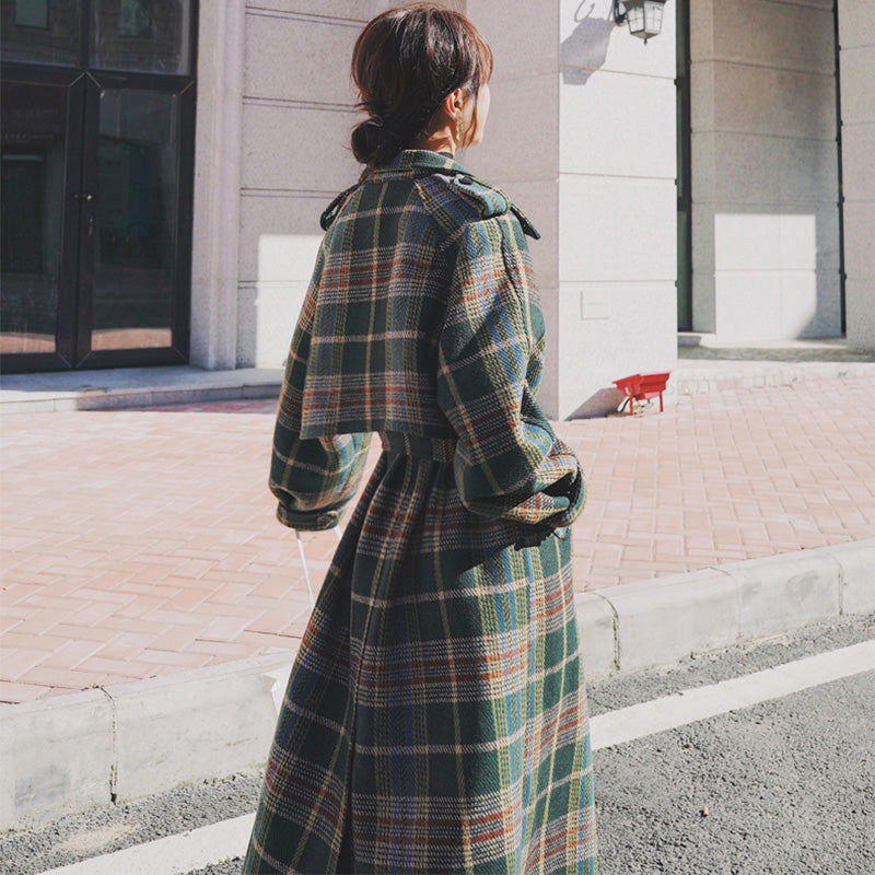 チェック柄オーバーロングコート