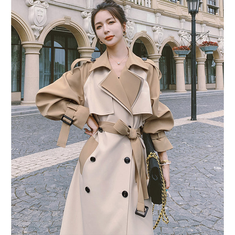 ツートーンラグランスリーブトレンチコート