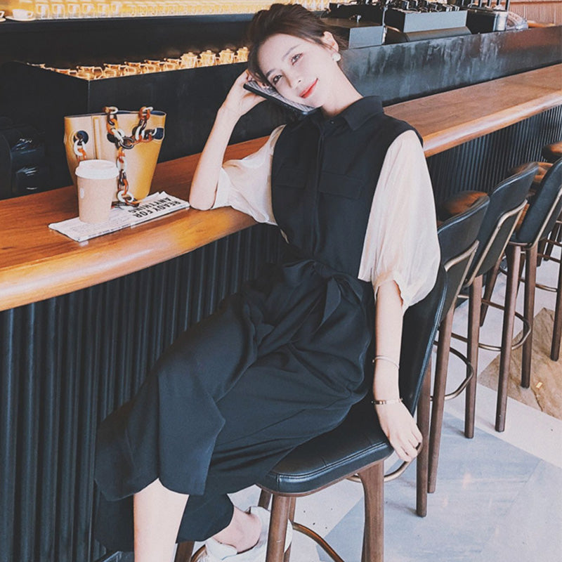 ドルマンパフスリーブシャツオールインワンパンツ