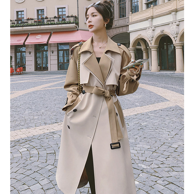 ツートーンラグランスリーブトレンチコート